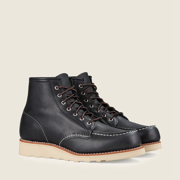 Heritage Støvler Dame - Red Wing 6-Inch Classic Moc - Short Boundary Læder - Sort - BVFQYD-602